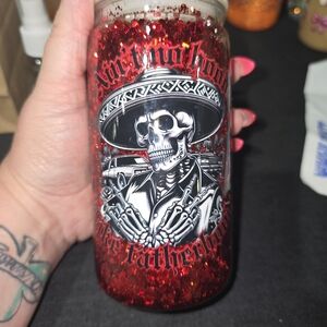 Red Glitter Skull Tumbler